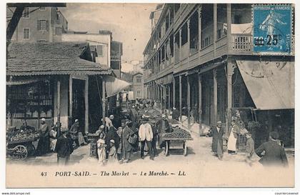 CPA - EGYPTE - PORT-SAÏD - Le Marché - Depuis Port Saïd 1927 griffe "Paquebot"