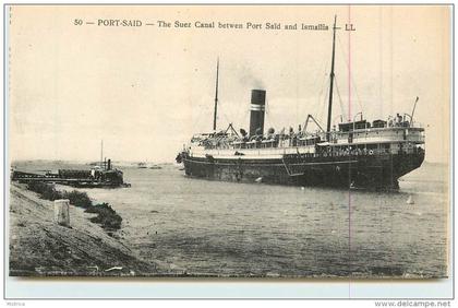 PORT-SAÏD  - le canal de Suez entre Port-saïd et Ismaïlia.