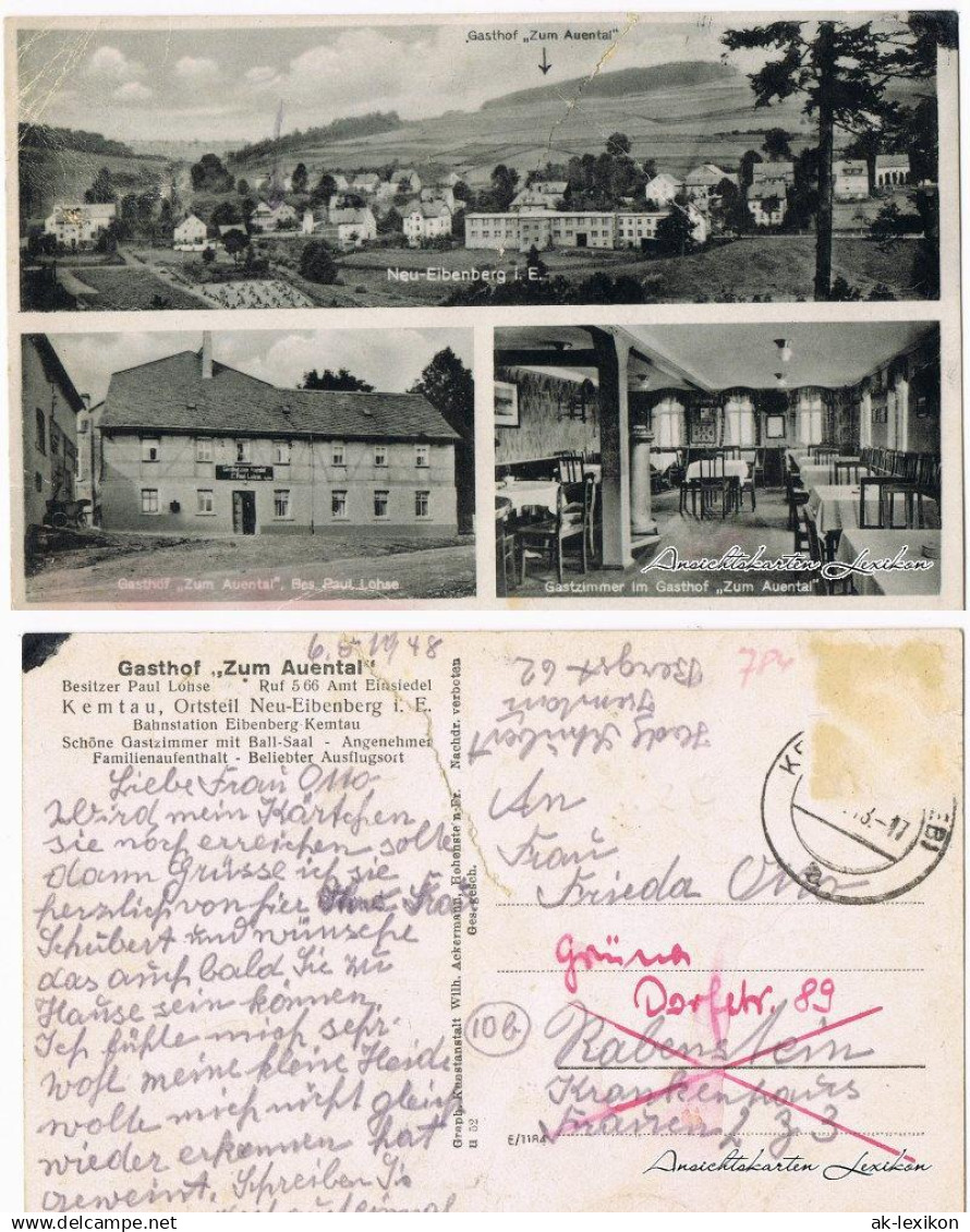 Eibenberg (Erzgebirge)-Burkhardtsdorf: Gasthof, Totale und Gastzimmer 1948