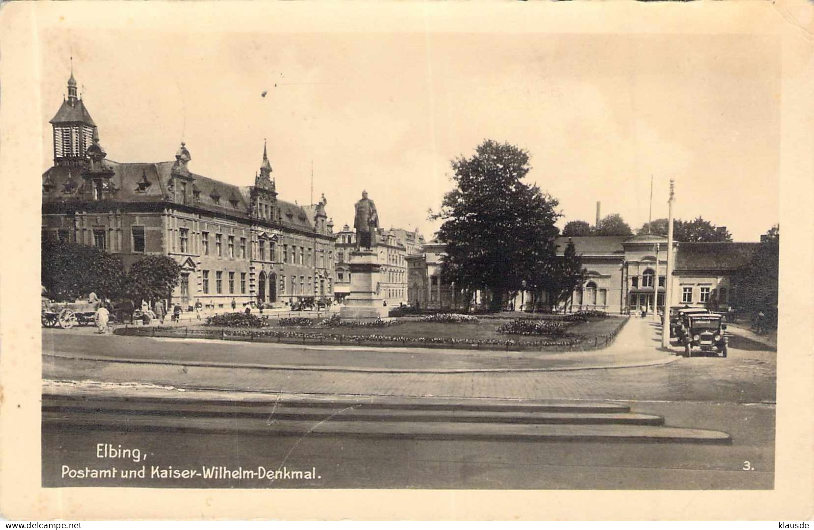 Elbing - Postamt und Kaiser Wilhelm-Denkmal gel.1941