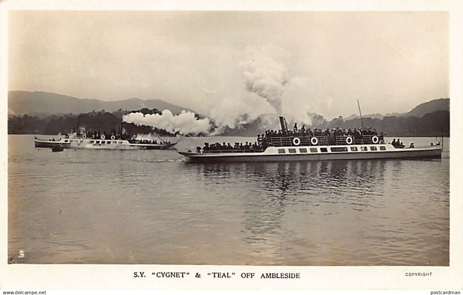 England - AMBLESIDE - Ships S.Y. Cygnet & Teal off Ambleside - Furness Railway