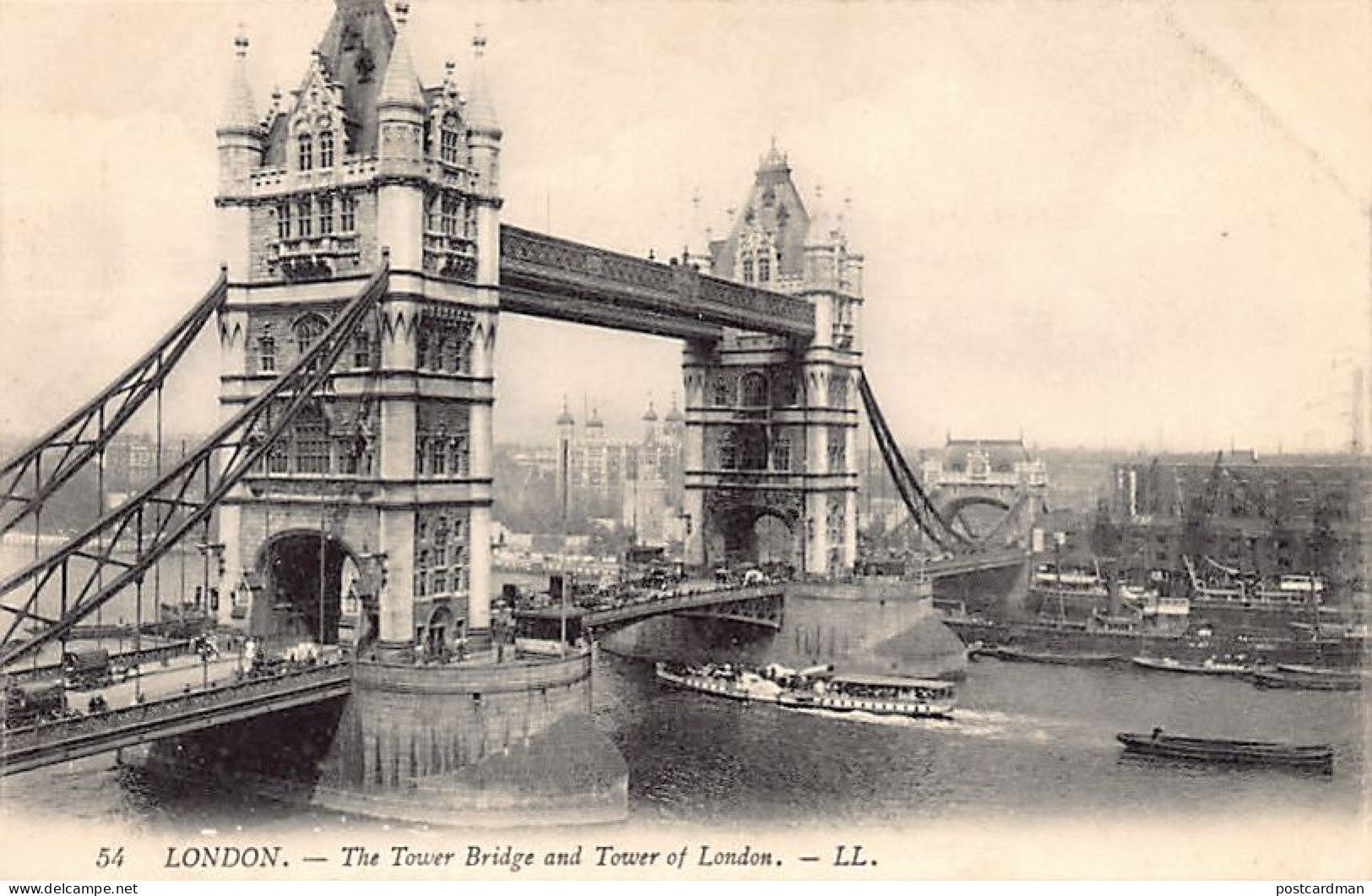 England - LONDON - The Tower Bridge and Tower of London - Publisher Levy LL. 54