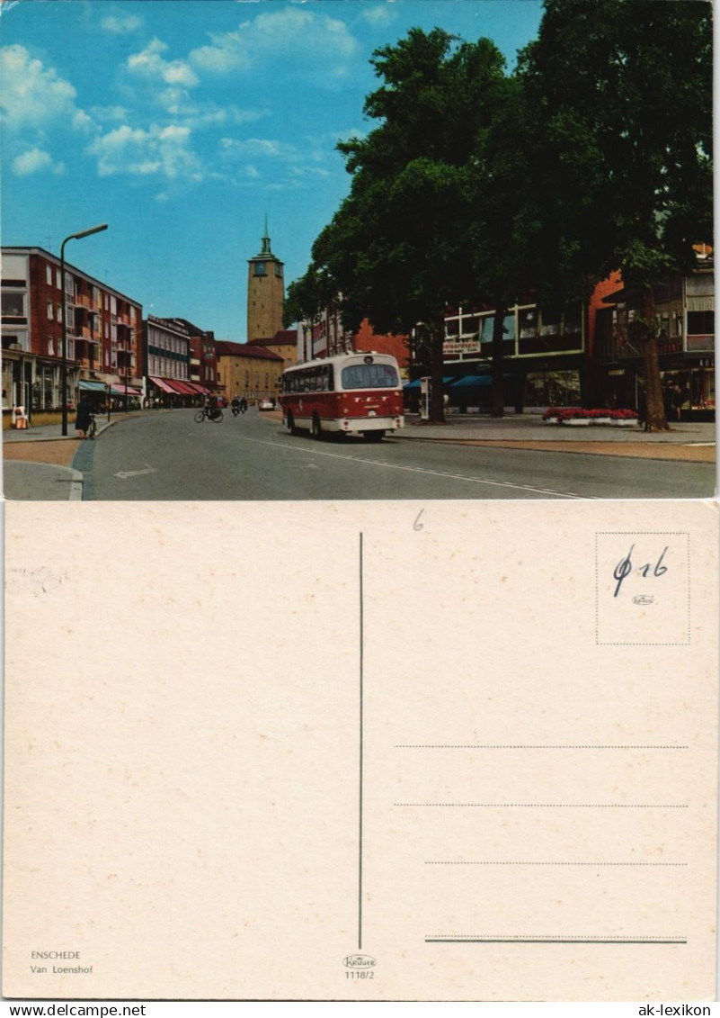 Enschede Enschede (Eanske) Van Loenshof Straßen Ansicht, Bus Verkehr 1970