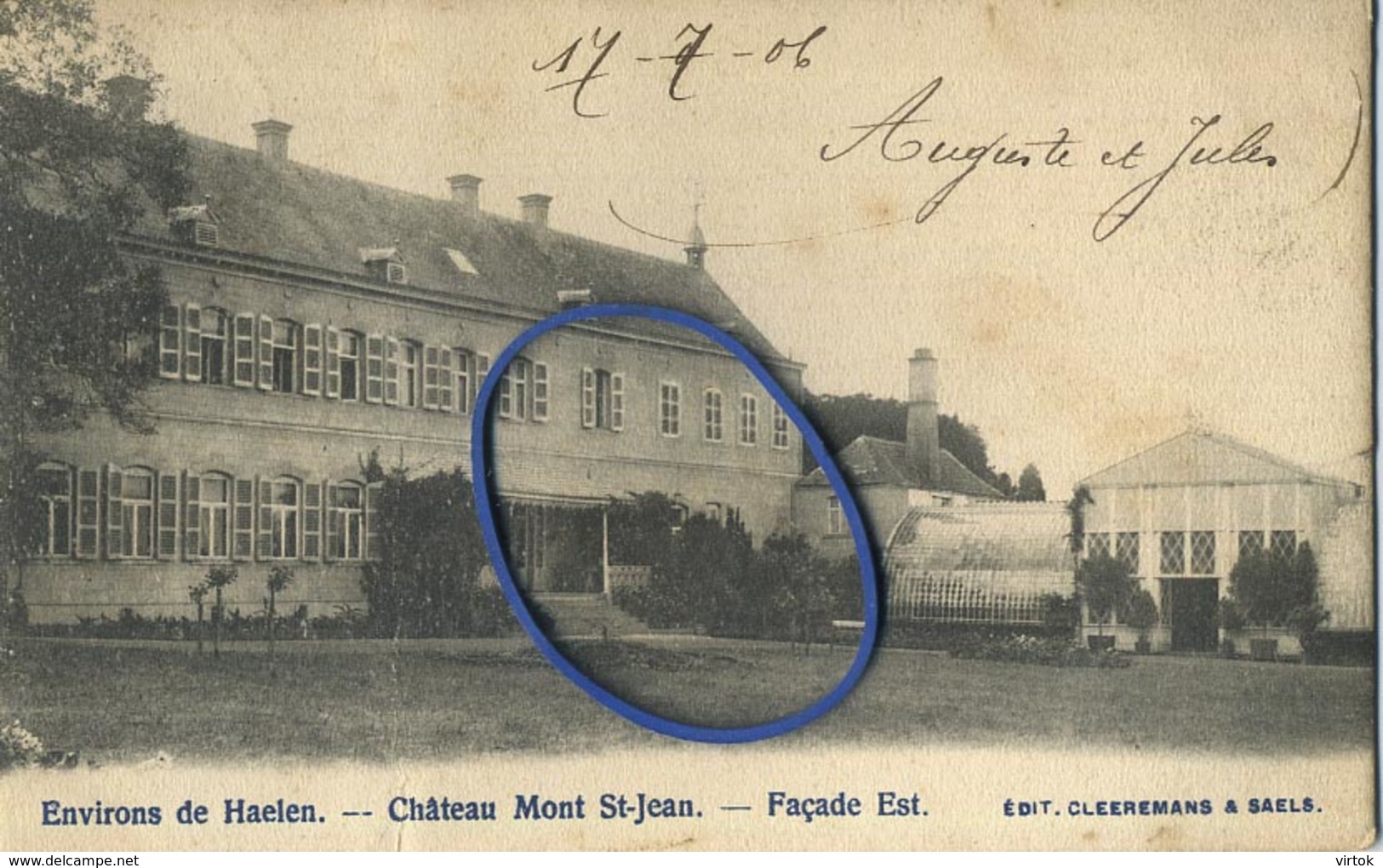 Environs de Haelen : HALEN :   chateau Mont St Jean  ( geschreven 1908 met zegel )