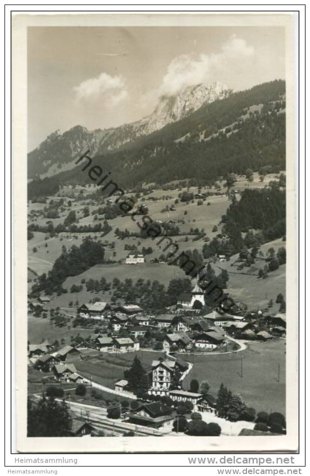 Erlenbach im Simmental - Gesamtansicht mit Bahnhof - Foto-AK