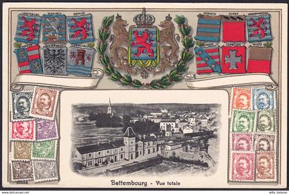 +++ CPA - Luxemburg - Luxembourg - BETTEMBOURG - Vue totale - Fantaisie Gaufrée - Embossed Relief - Timbres  //