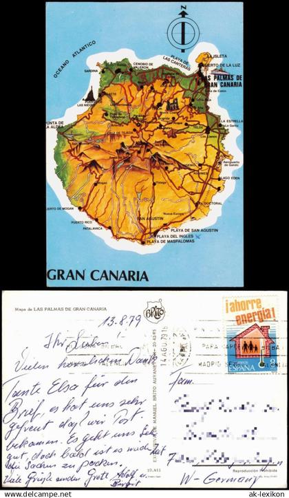 Postales Gran Canaria Mapa de LAS PALMAS DE GRAN CANARIA 1979