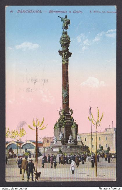 SPAIN, Vintge postcard, Barcelona, Columbus Monument