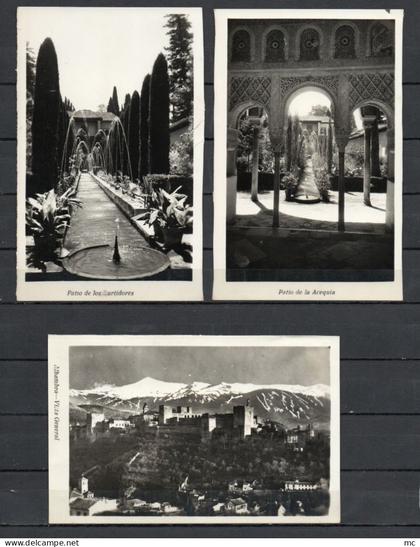 Espagne - Grenada - Generalife - Alhambra - Patio ... - Lot de 9 cartes photos