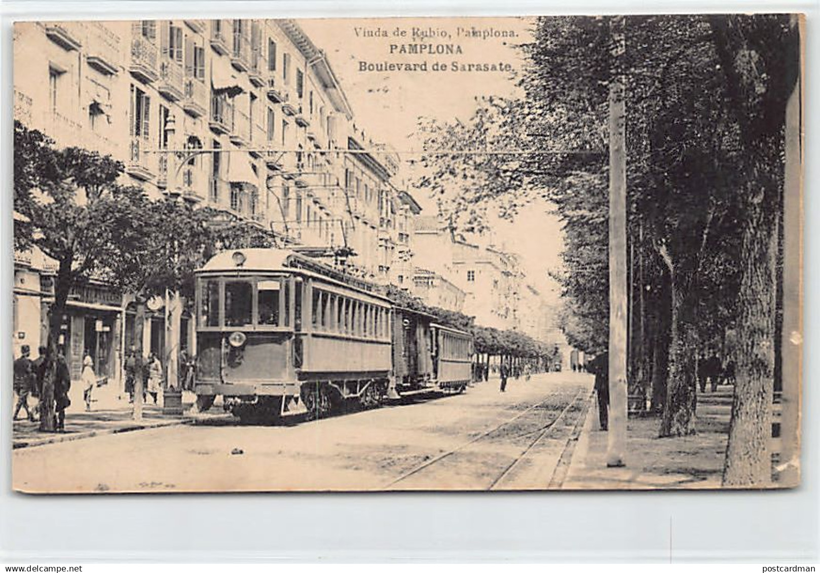 España - PAMPLONA (Navarra) Boulevard de Sarasate - Tranvía - Ed. Viuda de Rubio