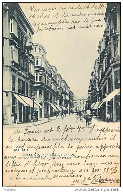 espagne - ref  E220  -malaga - calle del marques de larios -  carte bon état -