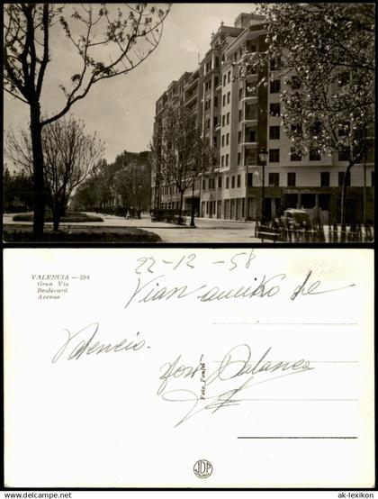 Postales Valencia València Gran Via Boulevard Avenue 1958