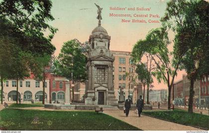 ETATS-UNIS - Soldiers' and Sailors' Monument, Central Park - New Britain Conn - colorisé - Carte Postale Ancienne