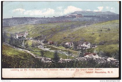 CPA - (Etats Unis) Catskills Mountains - looking up the horse shoe curve between pine hill and the grand hotel station