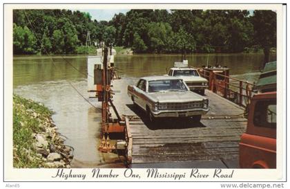 De Witt AR Arkansas, St Charles Ferry, Mississippi River Highway 1, Auto, c1960s Vintage Postcard