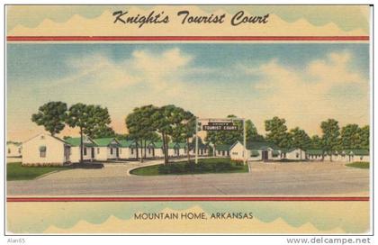 Mountain Home AR Arkansas, Knight's Tourist Court, Motel Lodging, c1950s Vintage Linen Postcard