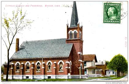 USA. Carte postale ayant circulé en 1910. Marion/Catholic Church.