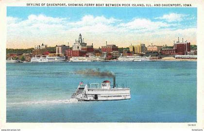 73972867 Davenport Iowa Skyline of Davenport Ferry Boat between Rock Island Illu