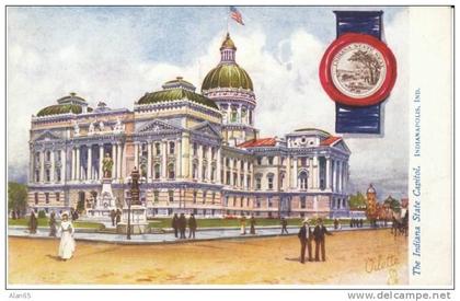 Indianapolis IN Indiana, State Capitol Building Architecture, c1900s Vintage Tucks Oilette Postcard