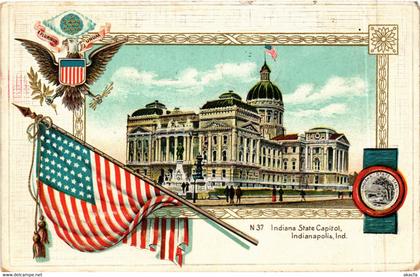 PC CPA US, IN, INDIANAPOLIS, STATE CAPITOL, EMBOSSED LITHO POSTCARD (b6529)