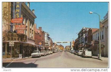 Bardstown KY Kentucky, Drug Store, Auto, President Kennedy-Johnson Banner, Auto, c1950s/60 Vintage Postcard