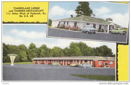 Paducah KY Kentucky, Timberlane Lodge, Motel Lodging Auto, c1940s/50s Vintage Linen Postcard