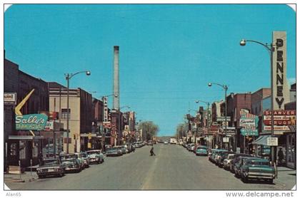 Laramie Wyoming, Street Scene, Business District, Autos, Shawver Drug Store Sign, 1960s Vintage Postcard