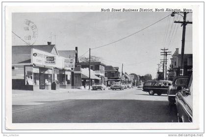 North Abington, North Street Business District, Massachusetts, 1974, cars, automobiles, scan recto-verso