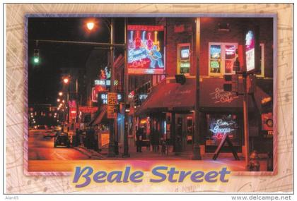 Memphis TN Tennessee, Beale Street Scene, Music Theme, c2000s Vintage Postcard