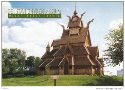 Minot ND North Dakota, Gol Stave Chruch Museuem, Architecture, on c1990s/2000s Vintage Postcard