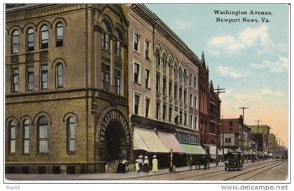 Newport News VA Virginia, Street Scene, Auto, c1910s Vintage Postcard