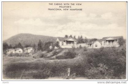 Franconia NH New Hampshire, Pelletier's Cabins, Lodging, c1930s/40s Vintage Postcard