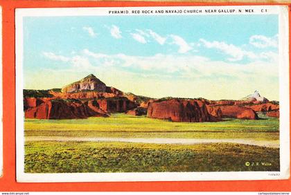 19984 ⭐ GALLUP NM New-Mexico USA ◉ Pyramid Red rock Navajo church ◉ 1928 à CUVILLIER Neuilly-Seine (•◡•) WILLIS 117672