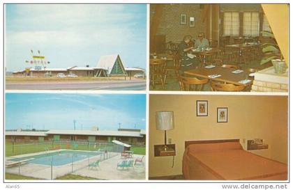 Perry OK Oklahoma, Cherokee Strip Motel Lodging, Restaurant, Interior Views c1970s Vintage Postcard