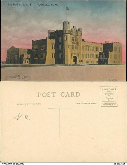 Postcard Roswell (New Mexico) Lea Hall N.M.M.I. 1914