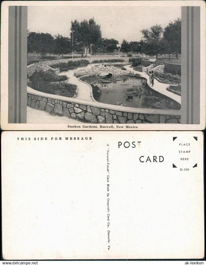 Postcard Roswell (New Mexico) Sunken Gardens 1930  USA