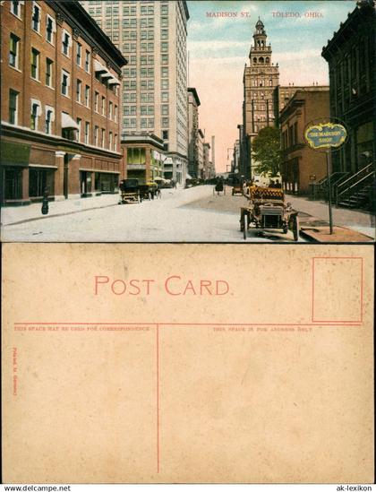 Postcard Toledo Madison Street, Auto 1908