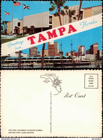 Tampa Greetings TAMPA Florida UNIVERSITY OF SOUTH FLORIDA, SKYLINE 1970