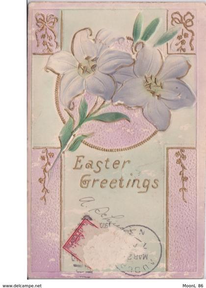 USA  - EASTER GREETINGS - VOIR CACHET POSTE AU DOS 1910 AUBURN