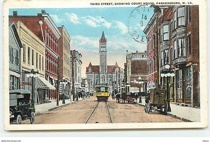 Etats-Unis - PARKERSBURG - Third Street - Showing Court House - Tramway