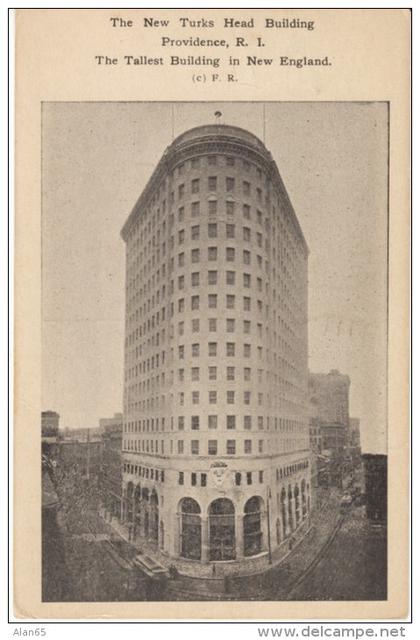 Providence RI Rhode Island, New Turks Head Building, Tallest in New England, c1910s Vintage Postcard