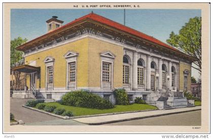 Newbury SC South Carolina, US Post Office, Architecture, c1930s/40s Vintage Postcard