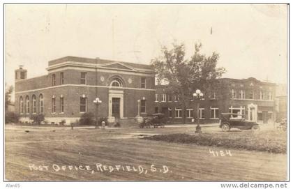 Redfield SD South Dakota, Post Office on c1920s/1930s Vintage Real Photo Postcard