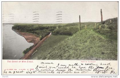 Sioux City Iowa, Grave of War Eagle Sioux Indian Chief, c1900s Vintage Postcard