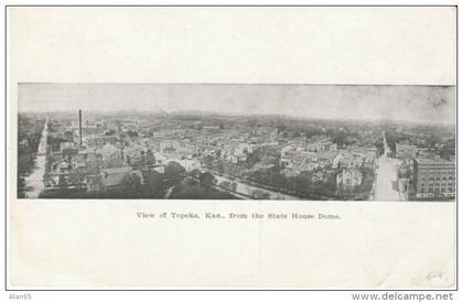 Topeka KS Kansas, View of Town from State Capitol Dome, c1900s Vintage Postcard