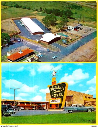 (Lot de 2) CPA Post Card USA Etats-Unis - IRVING & DALLAS Texas TX - HINTON'S MOTOR LODGE + HOLIDAY INN HOTEL