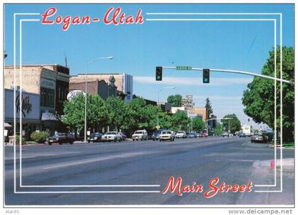 Logan UT Utah, Main Street Scene, Autos, c1980s Vintage Postcard