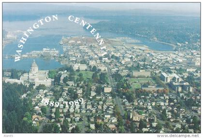 Olympia Washington, State Capitol WA State Centennial 1989, View of City, c1980s Vintage Postcard