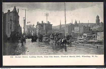 AK Wheeling, WV, Market Street looking North from 17th Street, Hochwasser 1907