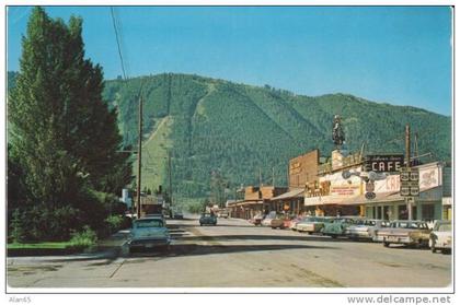 Jackson WY Wyoming, Main Street Scene, Business, Auto, c1950s/60s Vintage Postcard